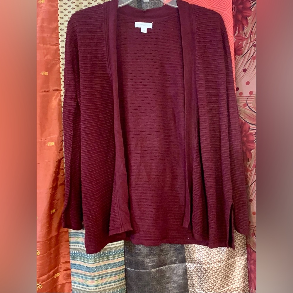 Charter Club Cranberry Open front cardigan Small